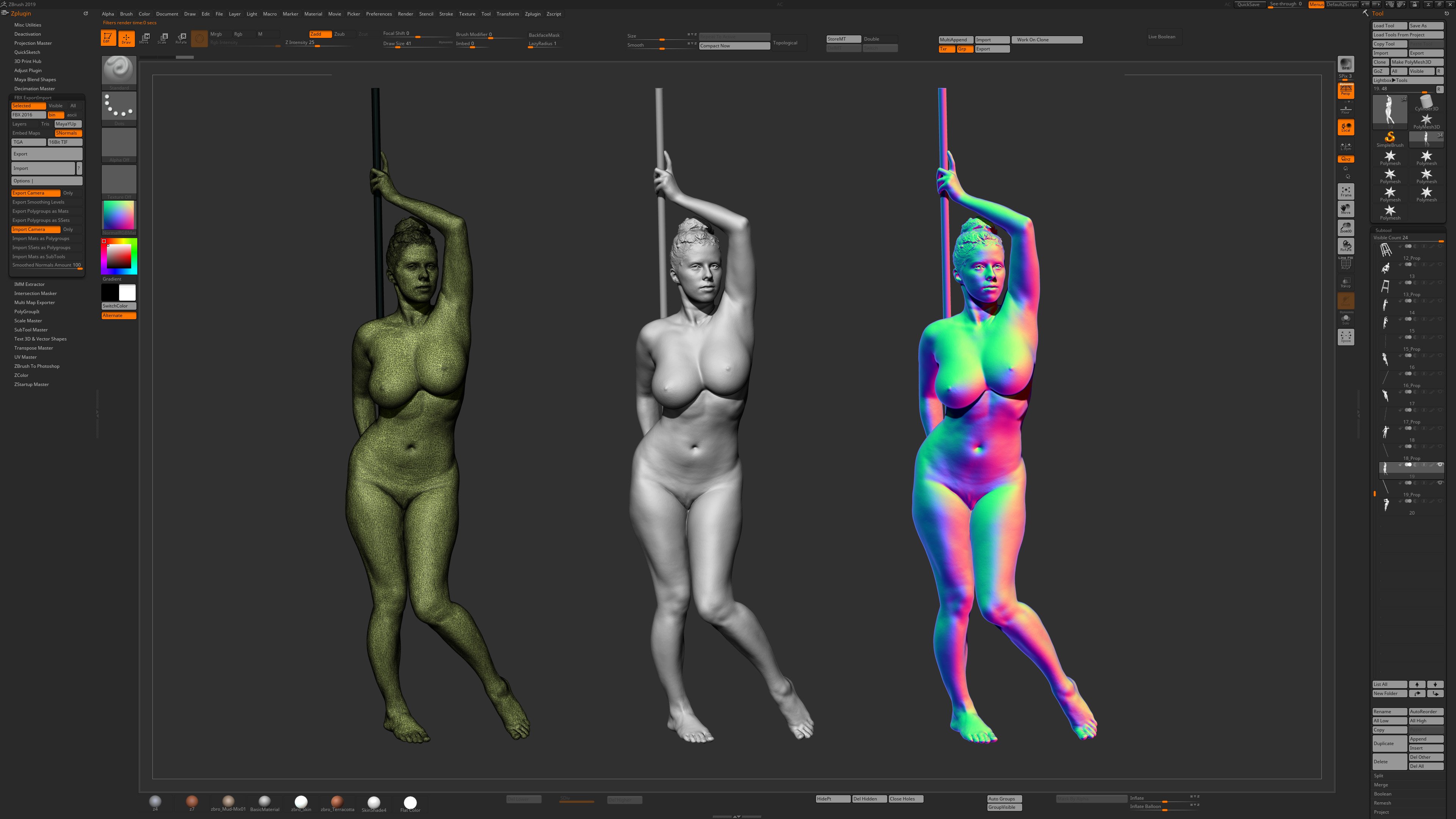 Naked Female 3D ZBrush Shader Materials WIP
